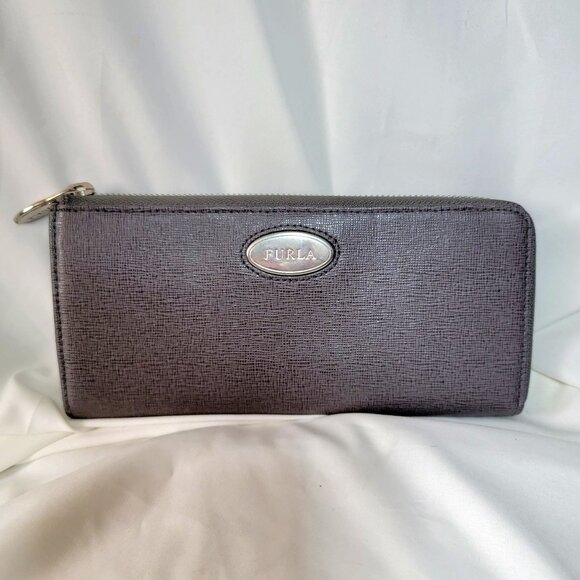 Furla Handbags - Furla Babylon Continental Zip-Around Wallet | Grey Saffiano Leather ~ EUC